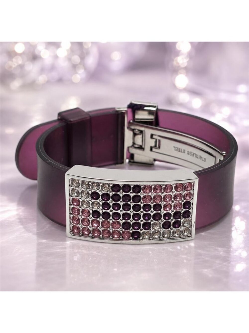 Swarovski Purple Crystal Jelly Bracelet Adjustable Watchband Y2K Vintage